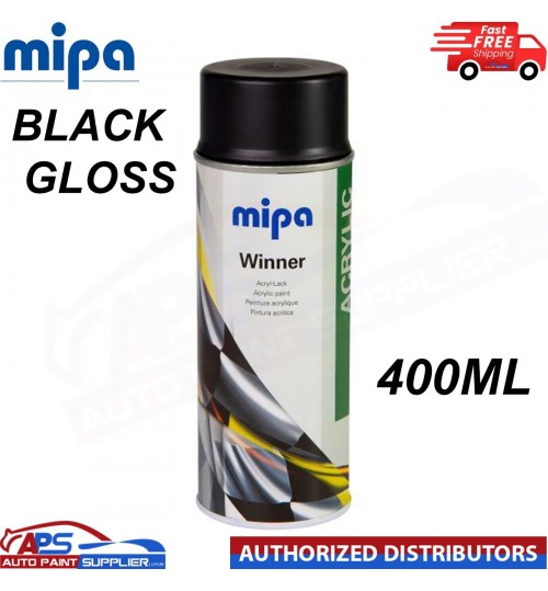 Mipa Winner Acrylic Spray Paint Black Glossy Aerosol 400ml - FAST DELIVERY